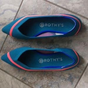 Rothys teal neon stripe points
